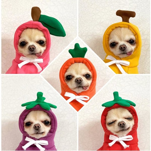 Husdjurskläder Hundtröjor Varm Sweatshirt Kappa Valp Höst Vinter Kläder Overall med Frukthuvud, Banan, M
