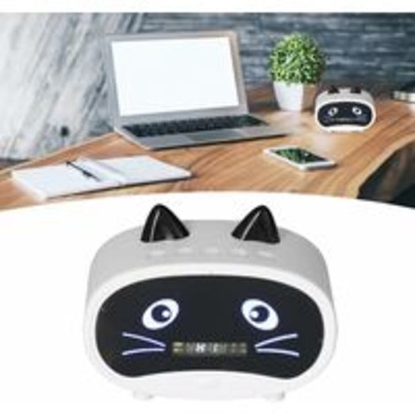 Klocka med tecknad katt, dubbla alarmklockor, Bluetooth-högtalare, handsfree-samtal