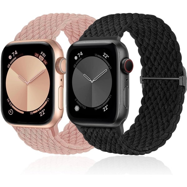 Solo Loop kompatibel med Apple Watch Band 42mm 44mm 45mm 49mm, iWatch Series 8 7 6 5 4 3 2 1 SE Ultra, for Menn/Kvinner, 2-pakning.