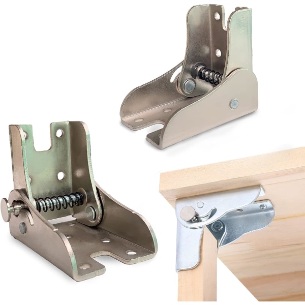 Låsehængsel 1 par multifunktionelt 90 graders automatisk låsende foldebeslag Velegnet til foldemøbelbord (sølv)