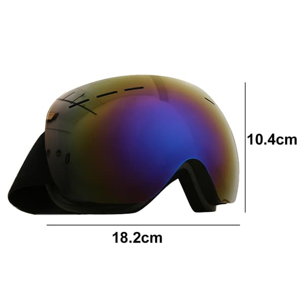 Laskettelulasit aikuisille, suuret pallomaiset linssit Black frame blue film