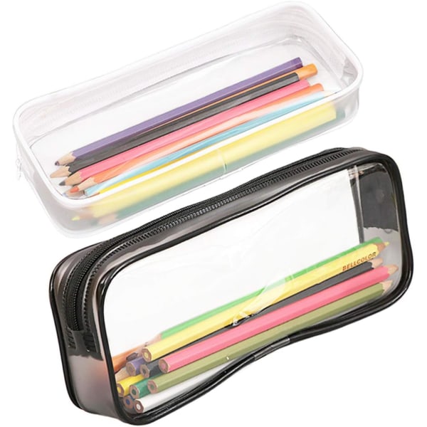 Klar pen blyant etui taske stor kapacitet blyant etui taske opbevaringspose holder gennemsigtig PVC pen taske blyant pung