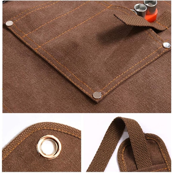 DIY Förkläde med Multi Pocket Verktygshållare Vaxad Canvas Arbetsförkläde Perfekt för Ingenjör Snickare Hantverk Krukmakare