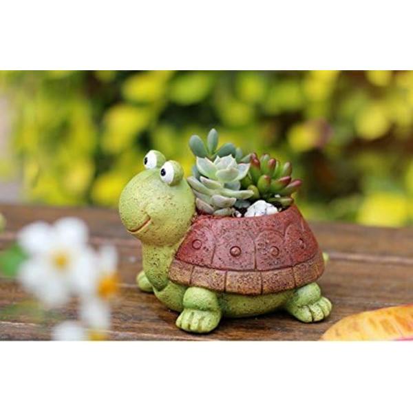 Växtkrukor, söta djurformade tecknade suckulenter vas blomkrukor, behållare, dekorationskrukor, skrivbordsminiornament (sköldpadda)