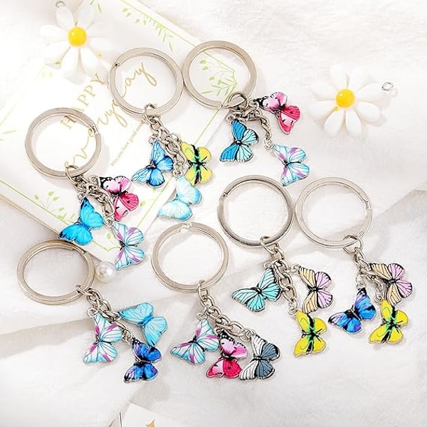 Multicolor Butterfly Pendant Keyring Butterfly Keychain Farverig Butterfly Cute Bag Charm til Kvinder, Style B