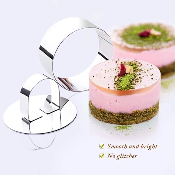 Dessertringsæt, 12 stk. kageringe, dessertring 8 cm, lille kagering, bagering i rustfrit stål