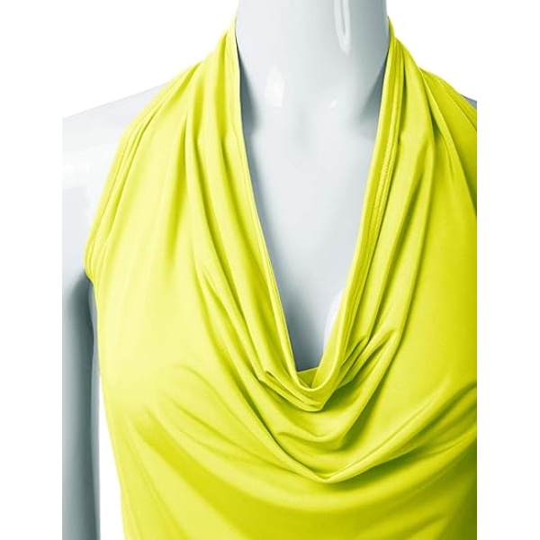Kvinders Casual Halter Hals Draperet Front Sexet Rygløs Tank Top (stor)