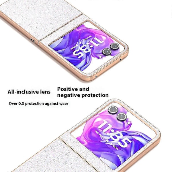 Skal för Motorola Razr 50 5G Elektropläterad Telefonfodral Färgglad Glitterdesign PU+TPU Skyddsfodral Gardenia White