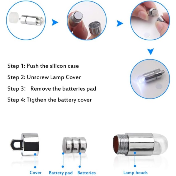 Batteridrevne Mini Individuelle LED-lys til Balloner Papirlanterner, Vandtætte, 20 Pak