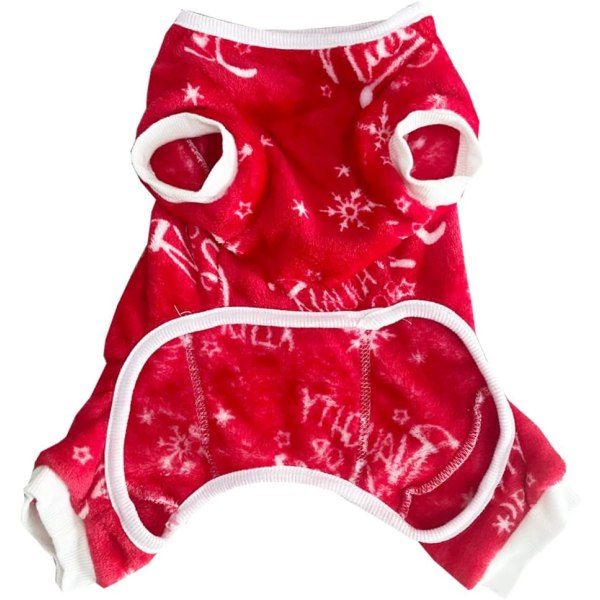 Jul Små Hund Pyjamas Snöflinga Valp Overall Husdjur Jul Kläder Mjuk Flanell Hund Onesie Outfit Jultomten Hundpyjamas Kallt Väder Katt Kläder (M, Röd)