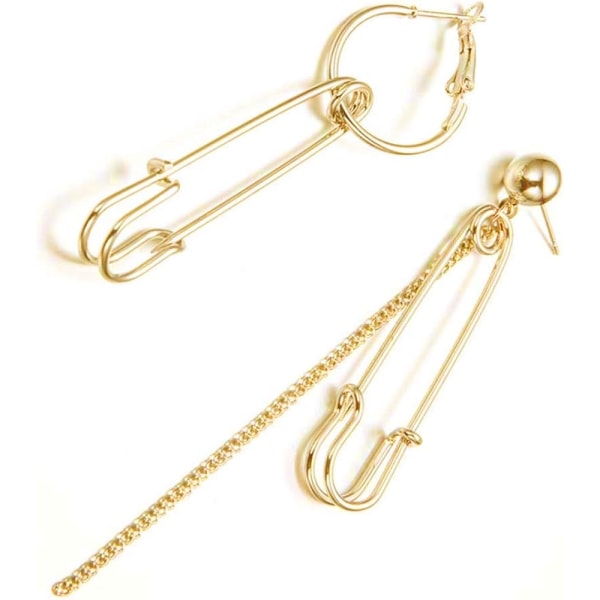 Heyone dusk Asymmetrisk Pin Chain Earring Overdrive Sikkerhetsnål Øredobber for Kvinner Menn Punk Dingle Smykker