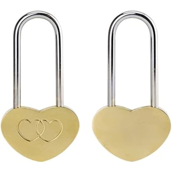 2 stk 40 mm dobbelt hjerte hængelås, kærlighedslås uden nøgle til elskere, bryllup, valentinsdage, jubilæum, rejser (INGEN nøgle)