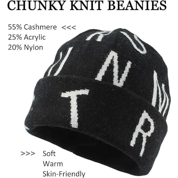 Kirjepainatukset Beanie Hat naisille ja miehille Talvi Neulo Skull Cap Cashmere Slouchy Beanies