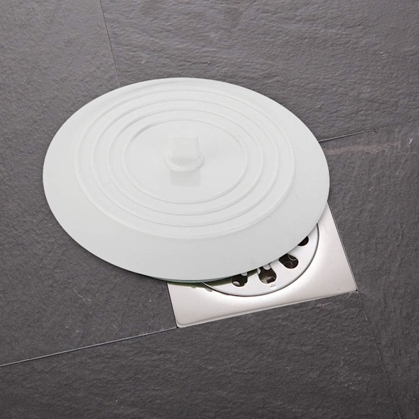 Badeprop i silikone, køkkenvaskprop, 15,3 cm i diameter, til køkkener, badeværelser og vaskerum, universel afløbspropper (1 stk., hvid)