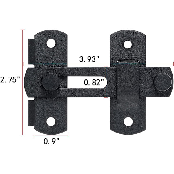4-pack ladugårdsdörrlås, 3,93 tum x 2,75 tum matt svart rostfritt stål ladugårdsport flip dörrlås tvådelad dörrlås, skjutdörr
