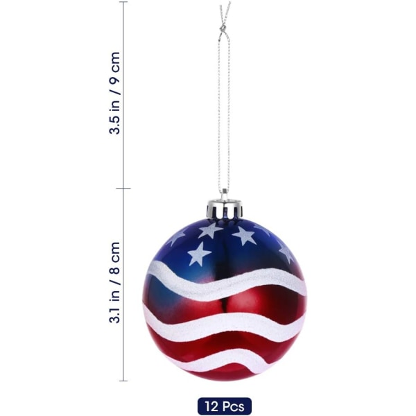 Hanging Ball Christmas Ball Ornaments Christmas OrnaJuly of 4th Ball Hanging Independence Day Party Decor Christmas,Pack of 12