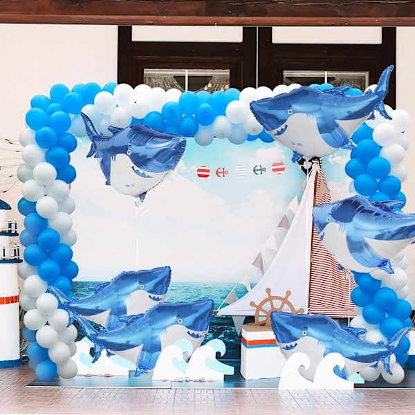 Sea World Shark Ballonger Zoo Dyr Shark Festartikler - Fisk Shark Barn Gutter Jenter Bursdag Dekorasjoner Baby Shower - 6 Pakke Gigant 40''