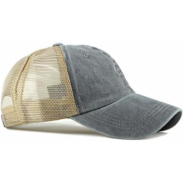 Justerbar mesh keps för män, böjd knapp mesh baseball keps, retro tvättad trucker keps, andningsbar skärm