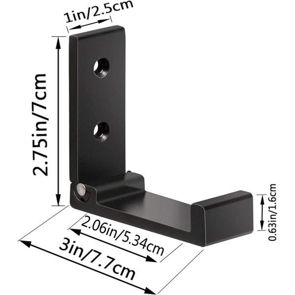 Sammenleggbare kroker for å henge frakk, håndkle, maskinvare Heavy Duty Aluminiumlegering Hodetelefonholder Kroker Ingen Rust Veggmontert med skruer for hatt, vesker