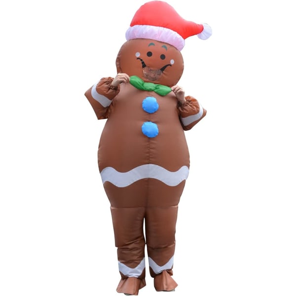 Puhallettava jouluinen piparkakkumies -asu unisex aikuisten puku -asu Cosplay Party (Gingerbread Man)