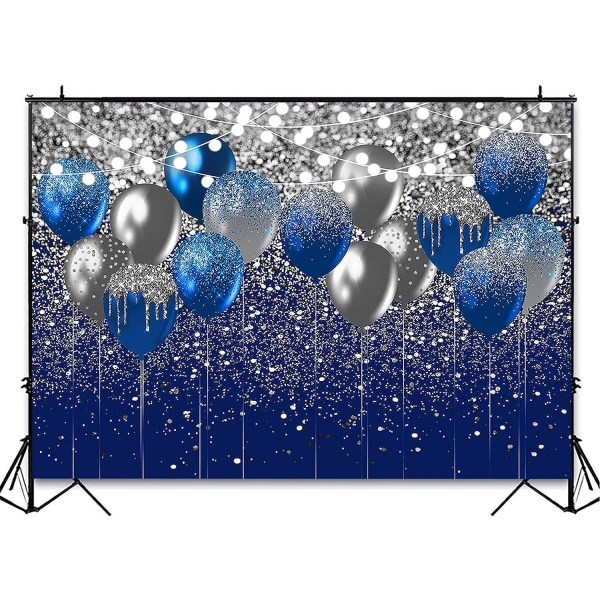 Kungsblå glitterbakgrund för födelsedag bröllopsbal avslutningsfotografi Bakgrundsfest Glitterblått (7x5ft, blått och silver)