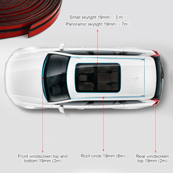 8m Äänieristys Autotiiviste, 19/14mm Kumitiiviste Nauhat Auto, Oven Tiiviste Auto, Auton Oven Tiiviste Nauhat, Auton Tiiviste Tuulilasille, Liukuva Katto 19MM