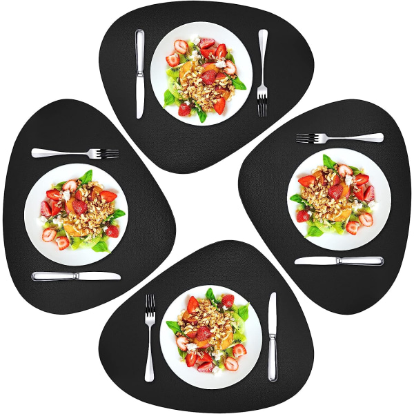 Dining Läder Placemats Set om 4 Avtorkbara Tvättbara Place Mats för Fyrkantigt Rundt Bord Lätt att Rengöra Bordstabletter för Kök Uteplats Inomhus Utomhus