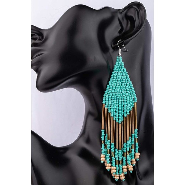 Heyone Lange Perle Frynser Øreringe \2013 Store Boheme Native Statement Perle Dangle Øreringe til Kvinder, Store Boho Statement Håndlavede