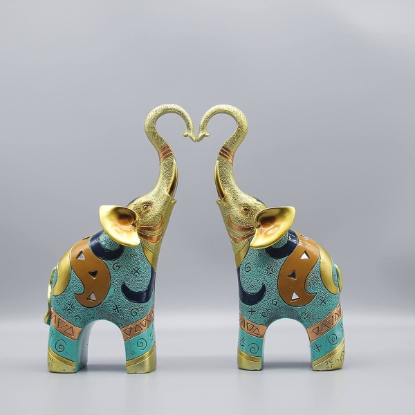 sugutee Lycka till Stor Elefant Staty Dekorationer för Hemmet, Elefant Statyer Heminredning, Elefant Figurer med Trunk Up (2 st Medium)