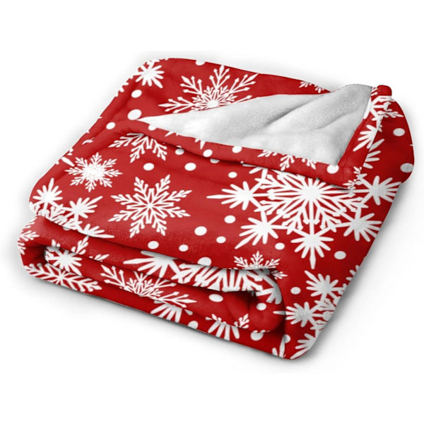 Vinter Snøfnugg Rød Dekken Teppe Super Myk Varm Fire Sesonger Jul Dekorasjon Ull Teppe For Seng Stol Bil Sofa Soverom 203.2 cm X 152.4 cm