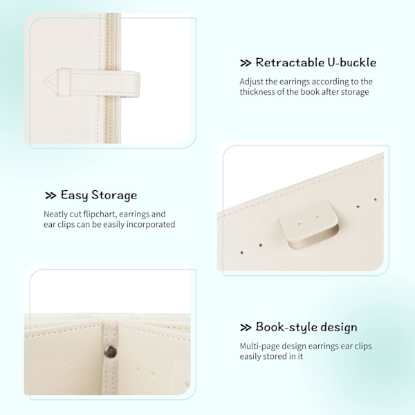 Ørering Organizer Bog Design Ørering Holder Rejse Smykke Opbevarings Etui Bakke Holder, Kan Holde 42 Par (Hvid)