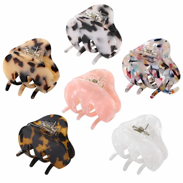 Hårklemme til kvinder og piger, 6 stk. 2,2 tommer skildpadde barrettes akryl hårklemme klemme celluloid leopard