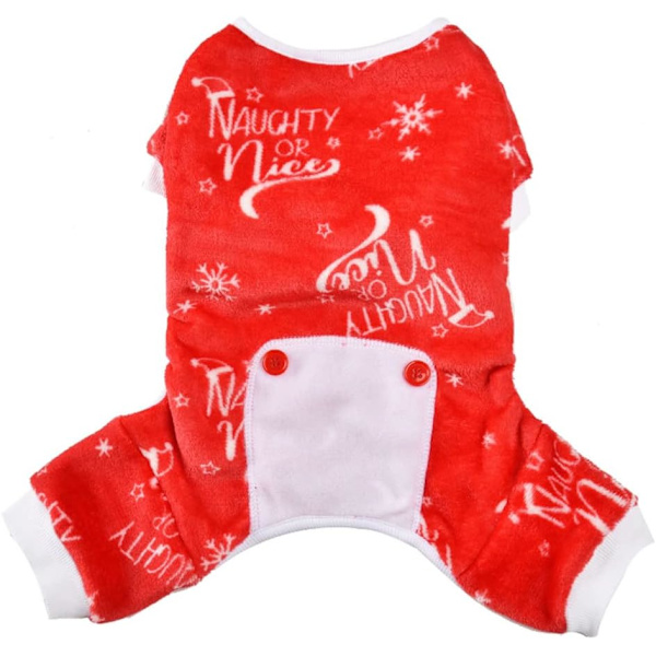 Jule Små Hunde Pyjamas Snefnug Hvalp Jumpsuit Kæledyr Jul Tøj Blød Flannel Hund Onesie Outfit Julemand Hundepyjamas Koldt Vejr Kattetøj (M, Rød)