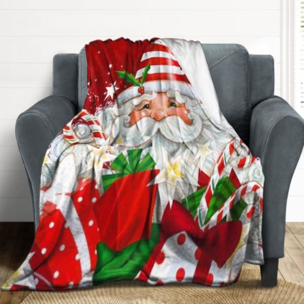 Morsom julenisse God jul Rødt dekselteppe Ulltrekkteppe Supermykt koselig plysj til sovesofa i stuen (50x60 tommer)