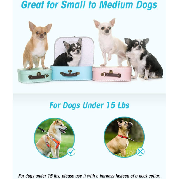 Håndfri hundeline, multifunktionel hundetræningsline, 8ft nylon dobbeltline til hvalpe små mellemstore servicehunde sort