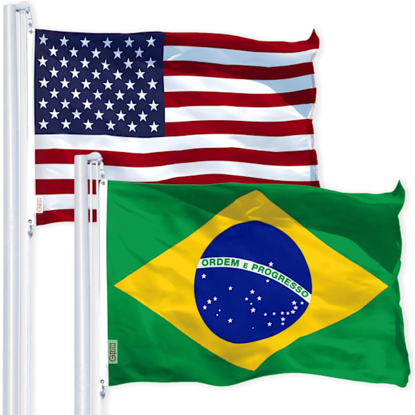 USA Amerikanske og Brasilianske flag 3x5 FT Combo trykt 150D Polyester af