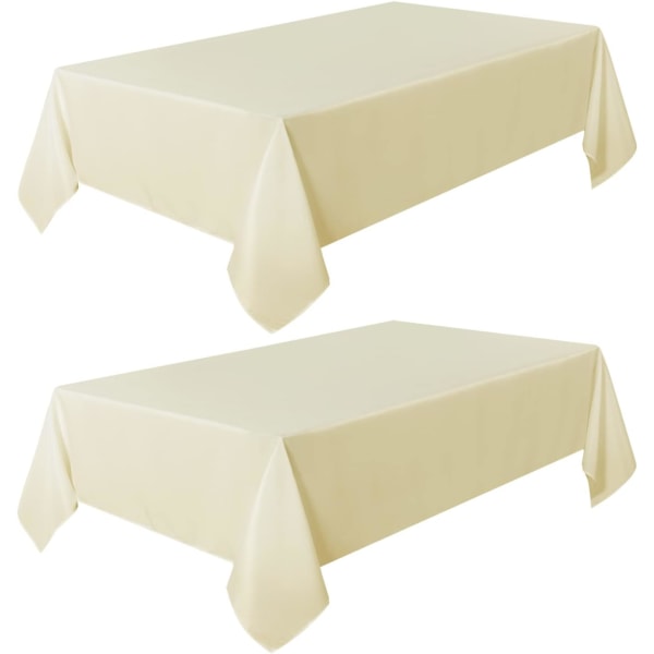 2 stk. beige duker 54 x 78 tommer, rektangulær 4 fots duk - flekkbestandig rynkebestandig vaskbar polyester duker til bord