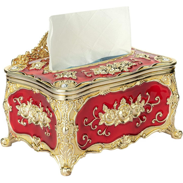 Ruusukuosi akryylinen pidike kotelo ylellinen elegantti muotoilu paperitelineet paperiteline lautasliinapidike kotiin wc kylpyhuoneeseen (kulta viininpunainen)