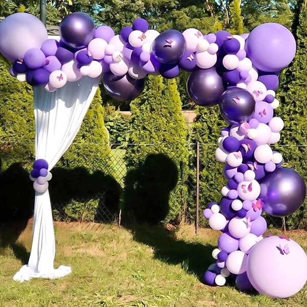Purple Balloon Garland Arch Kit 100-pack 18/12/10/5 tums latex partyballonger Olika storlekar Konfettiballonger Kromballong
