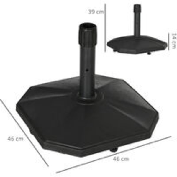 Parasol base i polyethylen til stang ? 32, 34 og 38 mm - 46 x 46 x 39 cm sort