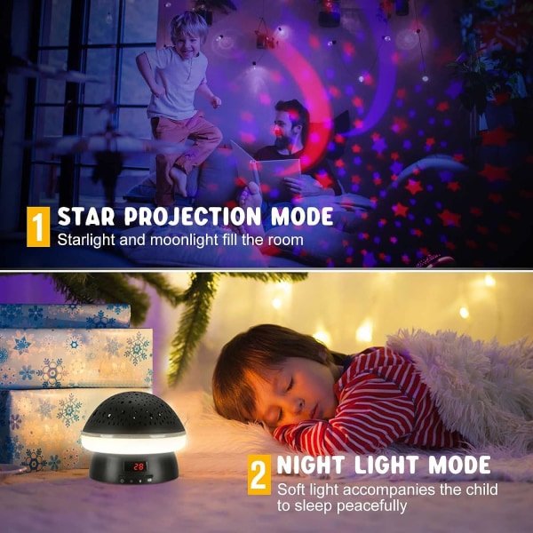 Nattlampa för barn med timer, Leksaker presenter för 3-8 år gamla flickor Pojkar, Roterbar Galaxy Star projektor Barn Nattlampa