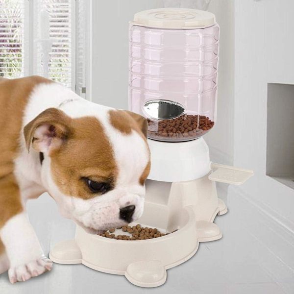 Foderskål för husdjur, hund och katt, 1,8 l, PP, hållbar, pedalmatare, smart automatisk matare med stor kapacitet, automatisk hundmatare (rosa)