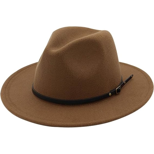 Dam Bältesspänne Fedora Hatt Klassisk Panamahatt i filt med bred brätte
