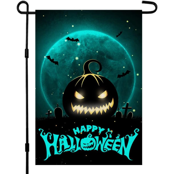 Happy Halloween hageflagg 12 x 18 tommers burlap vertikal dobbeltsidig, feriegård nifs gresskar utvendig dekor DF094