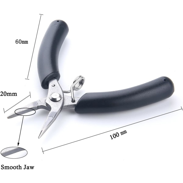 4 stk. mini-tangsæt inklusive trådskærere, buet næsetang, kædetang og rund næsetang
