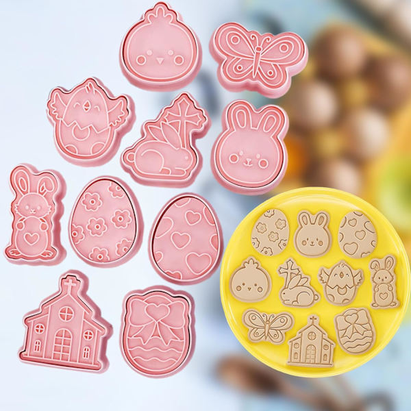 Ny tecknad 8PC Snack Cookie Cutter Set, 3D Embossing Mold Cookie Cutter Molds för tårta Barnkalas (A)