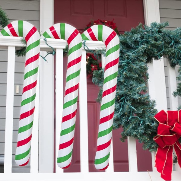 6Pcs 87CM Inflatable Candy Cane Christmas Decorations, Large Grinch Christmas Decoration Outdoor Front Door Candy Cane Christmas Tree Decorations