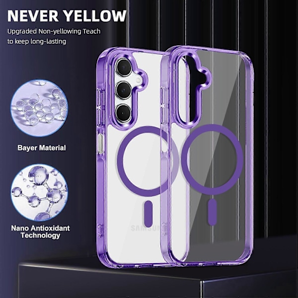 Samsung Galaxy A16 4G 5G -puhelinkotelo, yhteensopiva MagSafe-tekniikan kanssa, TPU PC läpinäkyvä suojakuori - Vihreä Multicolor Purple