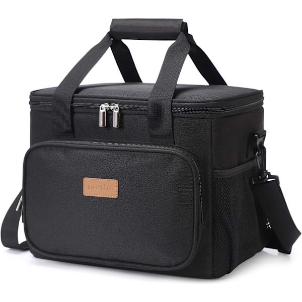 15L Isolerte Lunsjpose, Isolerte Pose Lunsj/Arbeid/Skole/Strand/Piknik Lunsjpose (Svart)
