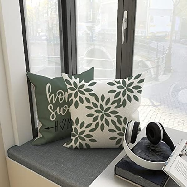 Kuddfodral 16x16 modern soffa Cover, dekorativt case av linnetyg för utomhusbruk för bäddsoffa bil (Aqua Green, 16x16, set med 4)